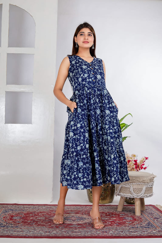 Indigo Printed Dress