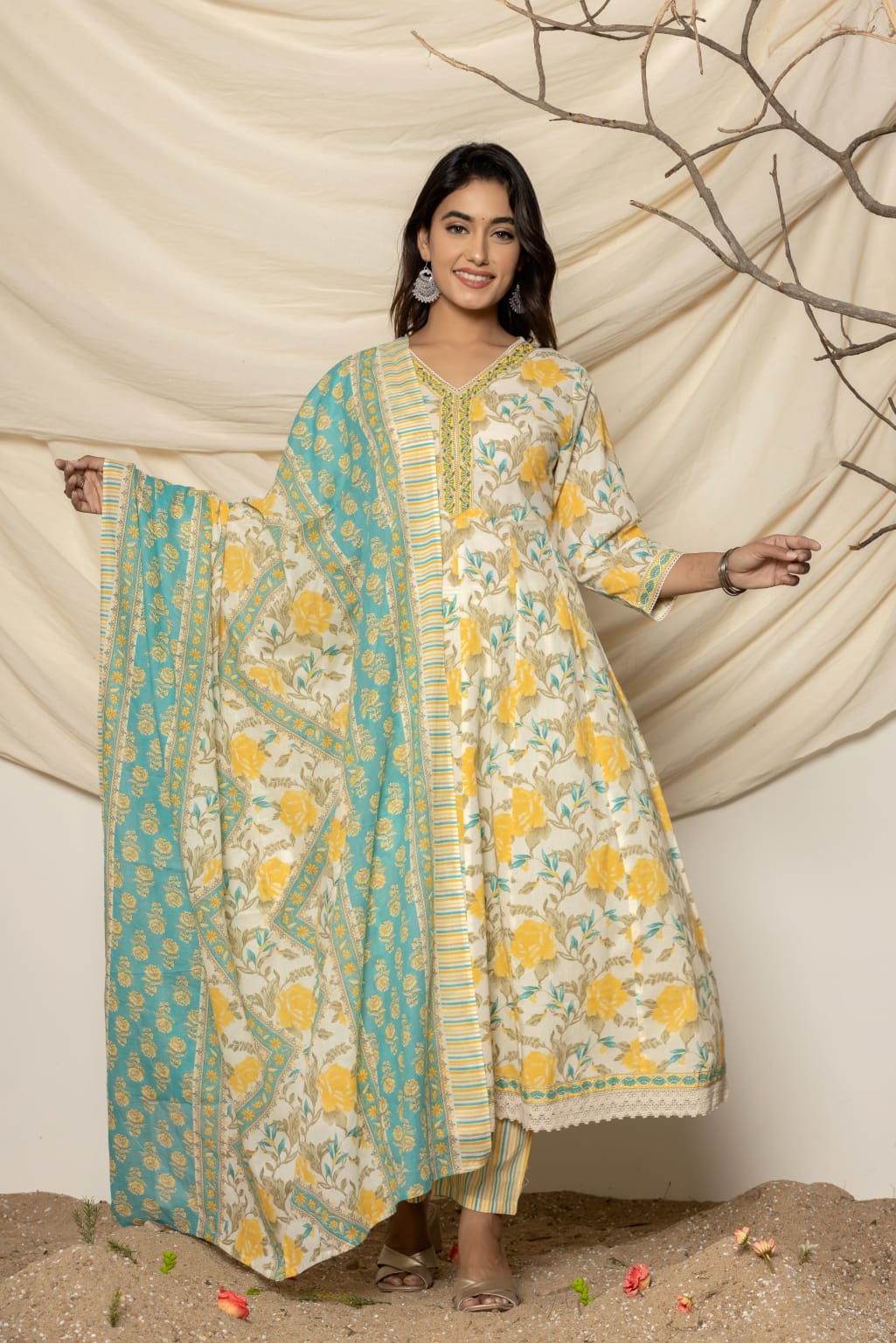 Yellow Suit Set with Dupatta