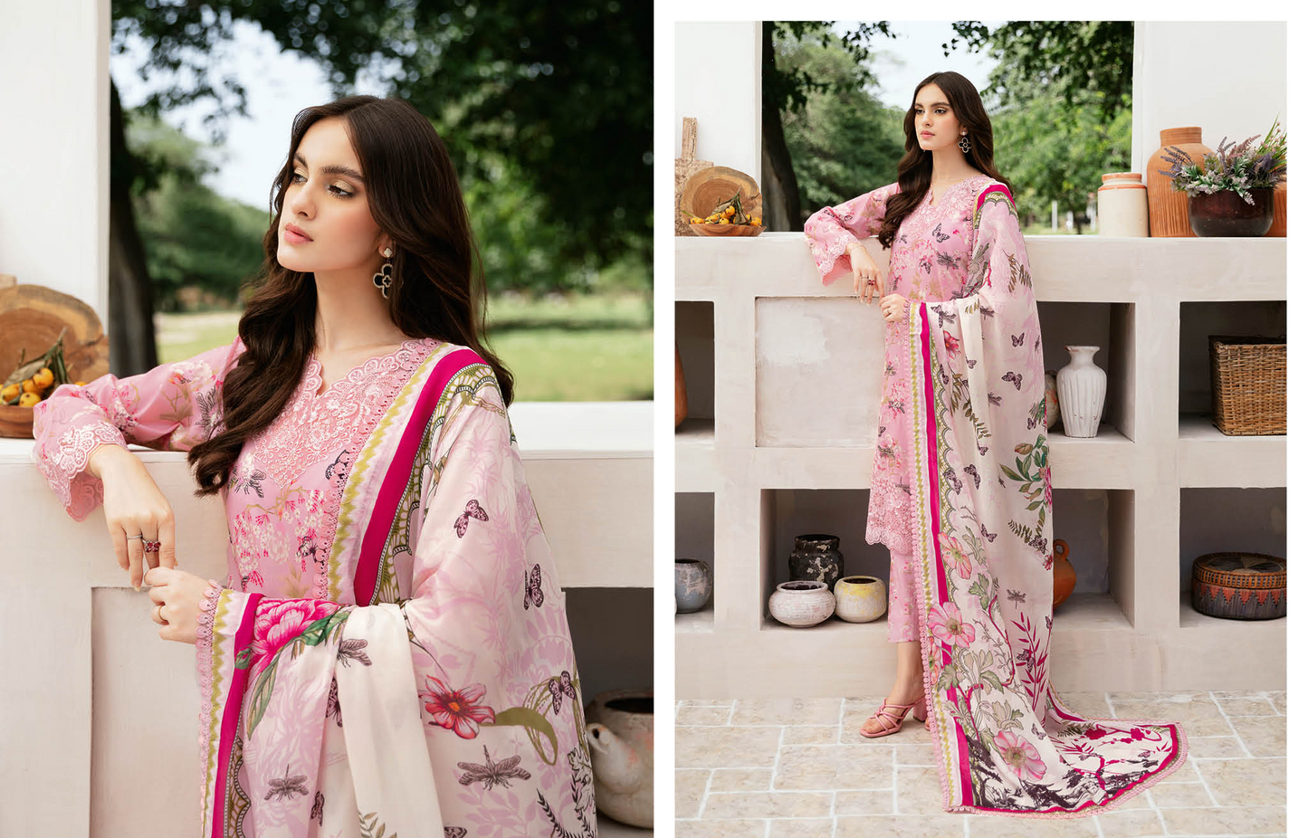 Baby Pink Floral Pakistani Suit