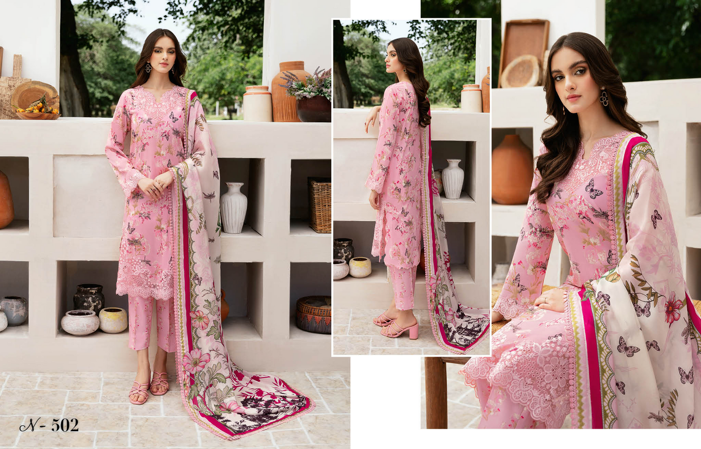 Baby Pink Floral Pakistani Suit